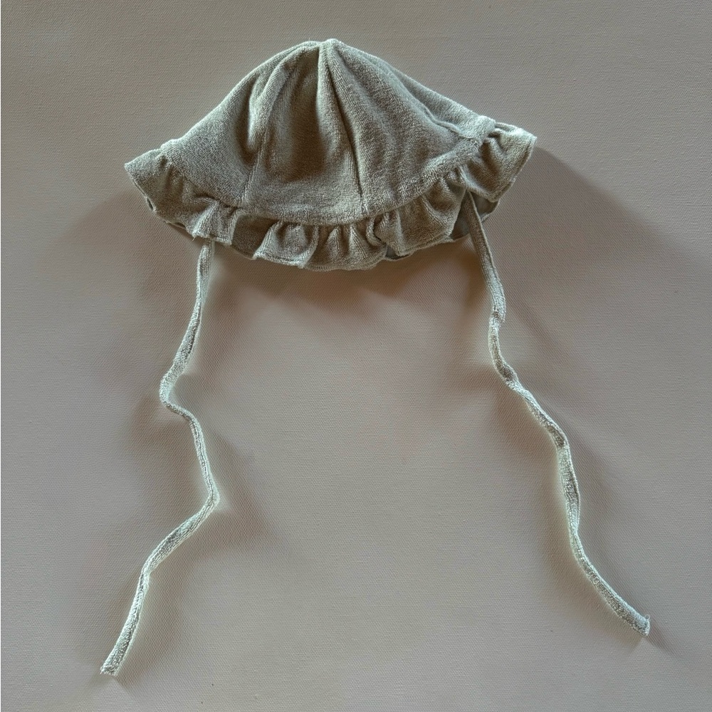 Zara Home terry cloth ruffle sun hat in light sage green